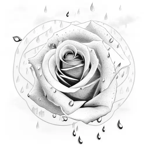 church from November rain music video surrounded by dark clouds with rain and rose petals falling tattoo design idea