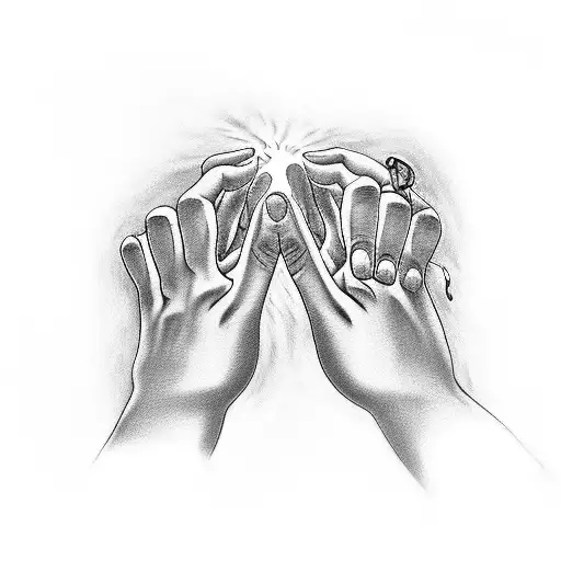 2 people pinky promising with a fire burning inside them tattoo design idea
