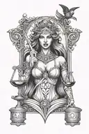 justice lady, element tattoo design idea