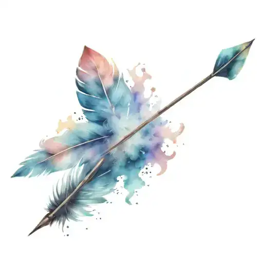 hunting arrow with feathers attached at base tattoo design idea