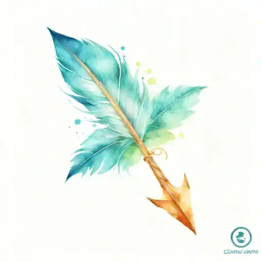 An elegant arrow design with a feather and anchor elements, symbolizing the journey and stability of motherhood tattoo design idea