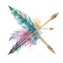 hunting arrow with feathers attached at base tattoo design idea
