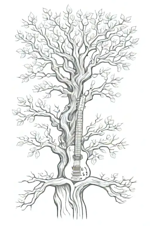 Yggdrasil tree, guitar neck tattoo design idea