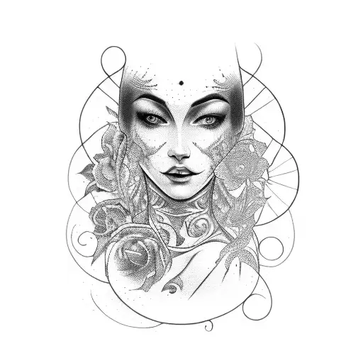 une femme nu,  tattoo design idea