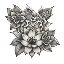 let them Let God word with zen shapes and flowers  tattoo design idea