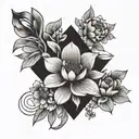 let them Let God word with zen shapes and flowers  tattoo design idea