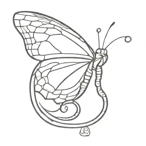 Snake butterfly  tattoo design idea