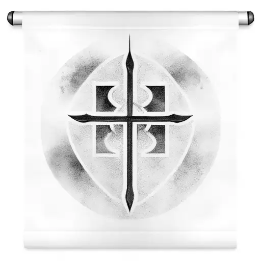 Christian Cross, St George sheild, wrapped banner tattoo design idea