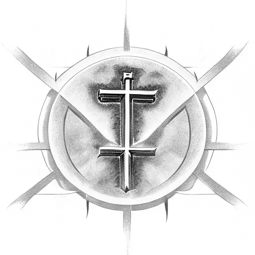 Christian Cross with wrapped banner tattoo design idea