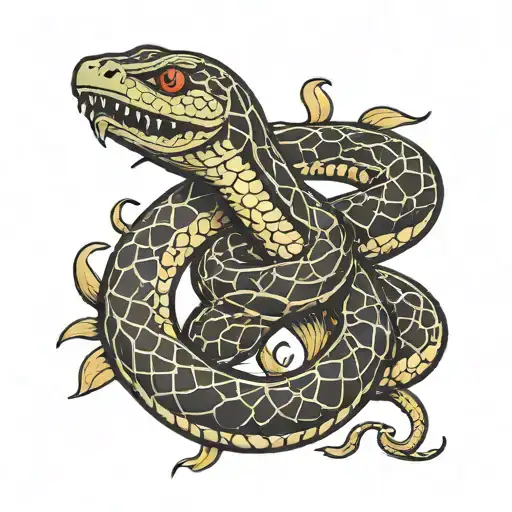black mamba snake eating its own tail  tattoo design idea