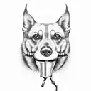 The silhouette of the head of a dog smoking from a pipe in its mouth tattoo design idea