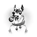 The silhouette of the head of a dog smoking from a pipe in its mouth tattoo design idea