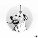 The silhouette of the head of a dog smoking from a pipe in its mouth tattoo design idea