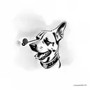 The silhouette of the head of a dog smoking from a pipe in its mouth tattoo design idea