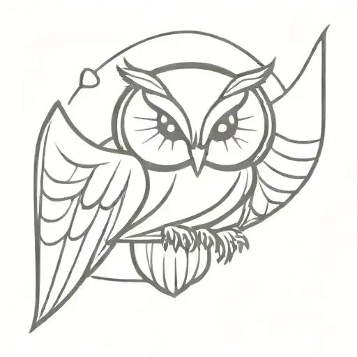 owl spread wings tattoo design idea