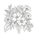 bouqet of November, April, August, September, May birth flowers  tattoo design idea