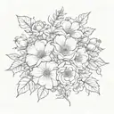 bouqet of November, April, August, September, May birth flowers  tattoo design idea