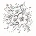 bouqet of November, April, August, September, May birth flowers  tattoo design idea