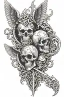 heaven vs hell, good vs evil fighting for the souls of the dead tattoo design idea
