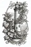 lighthouse and ivy vines tattoo design idea