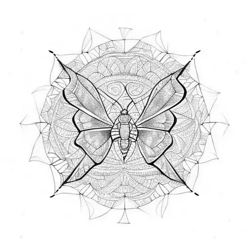 mandala moth tattoo design idea