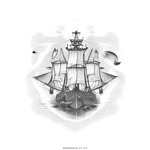 ship. with number 2 tattoo design idea