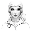 A sketch-style portrait of Snow White with a stethoscope around her neck tattoo design idea