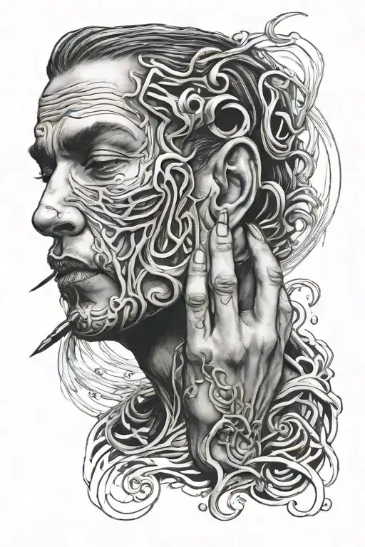 SILENCE HAND MOUTH tattoo design idea