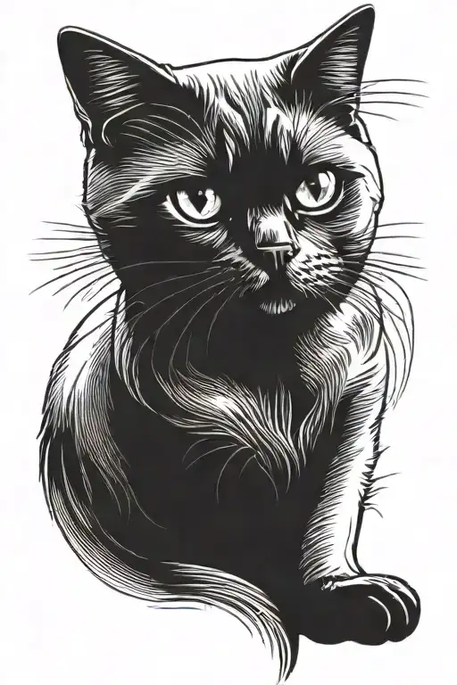 british shorthair Cat black tattoo design idea