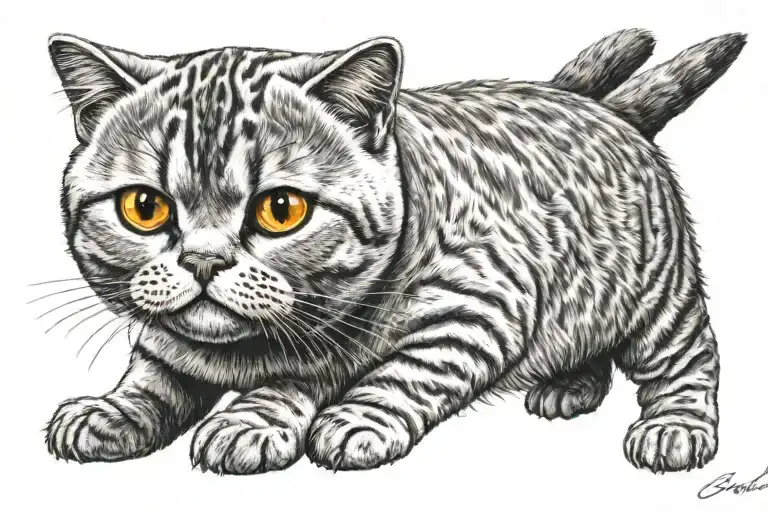british shorthair  real  tattoo design idea