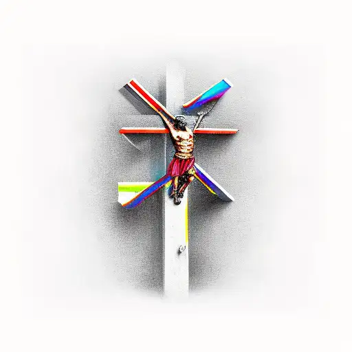 industrial crucifix tattoo design idea