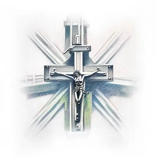industrial crucifix tattoo design idea