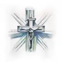 industrial crucifix tattoo design idea