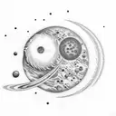solar system moons with sun  tattoo design idea