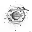solar system moons with sun  tattoo design idea
