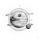 solar system moons with sun  tattoo design idea