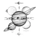 solar system moons with sun  tattoo design idea