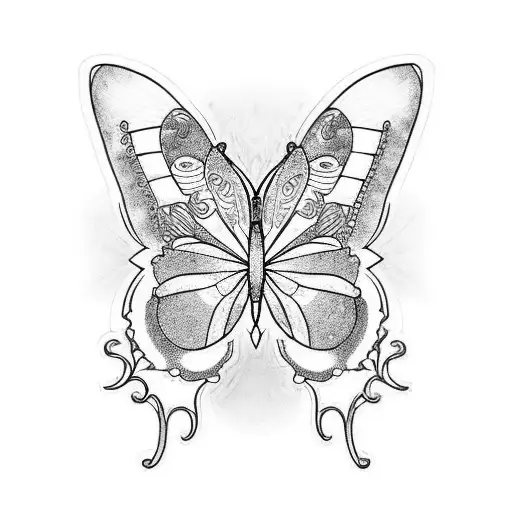 Butterly effect with concepts of stoicism and marcus aurelius  tattoo design idea