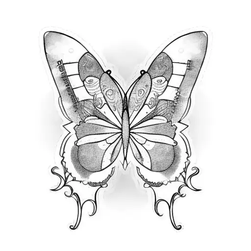Butterly effect with concepts of stoicism and marcus aurelius  tattoo design idea