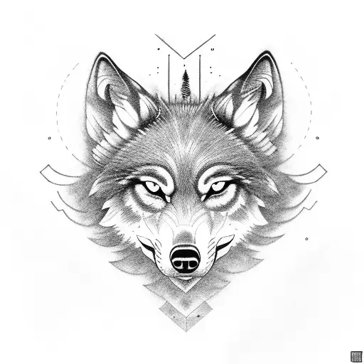 A black-grey tattoo of a howling wolf surrounded by soundwaves tattoo design idea