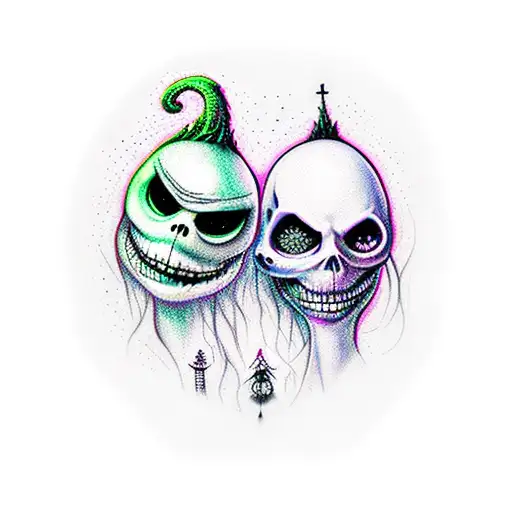 nightmare before Christmas best friends tattoo design idea
