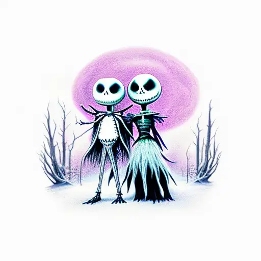 nightmare before Christmas best friends tattoo design idea