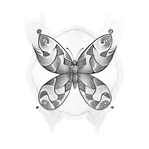 Butterfly and snake  tattoo design idea