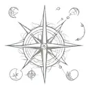 A stylized compass incorporating elements from BTS, SEVENTEEN, and ATEEZ tattoo design idea