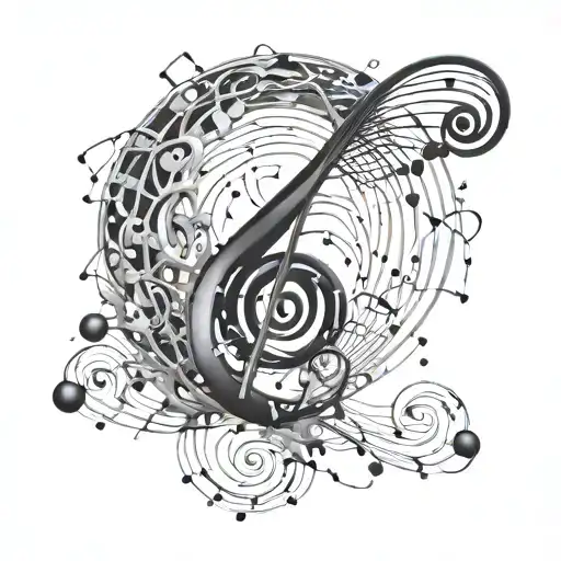 A realistic tattoo of a bass clef intertwined with a DNA double helix, symbolizing the client's love for music and science tattoo design idea