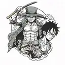 luffy and zoro one piece tattoo design idea