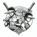 luffy and zoro one piece tattoo design idea