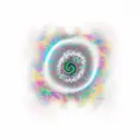 Psychedelic skateboarder surrounded by swirling money tattoo design idea