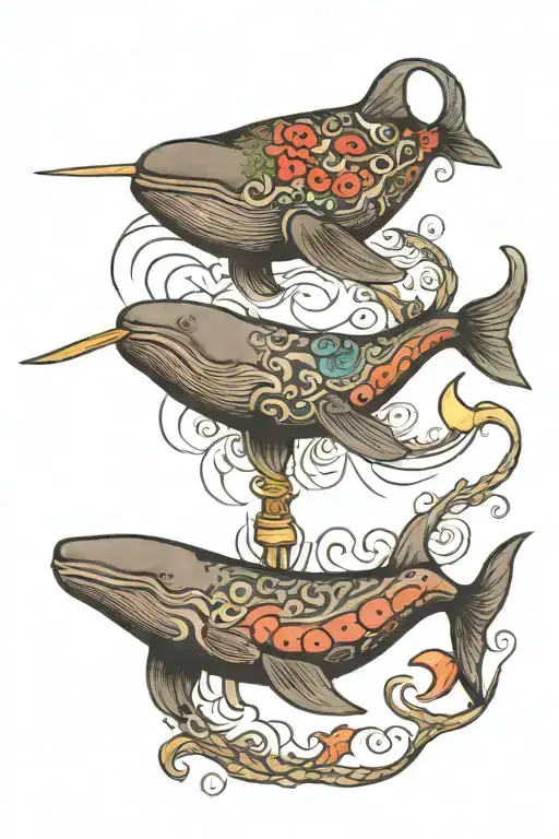 sperm whale harpoons tattoo design idea