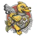 rubber duck holding a deagle  tattoo design idea